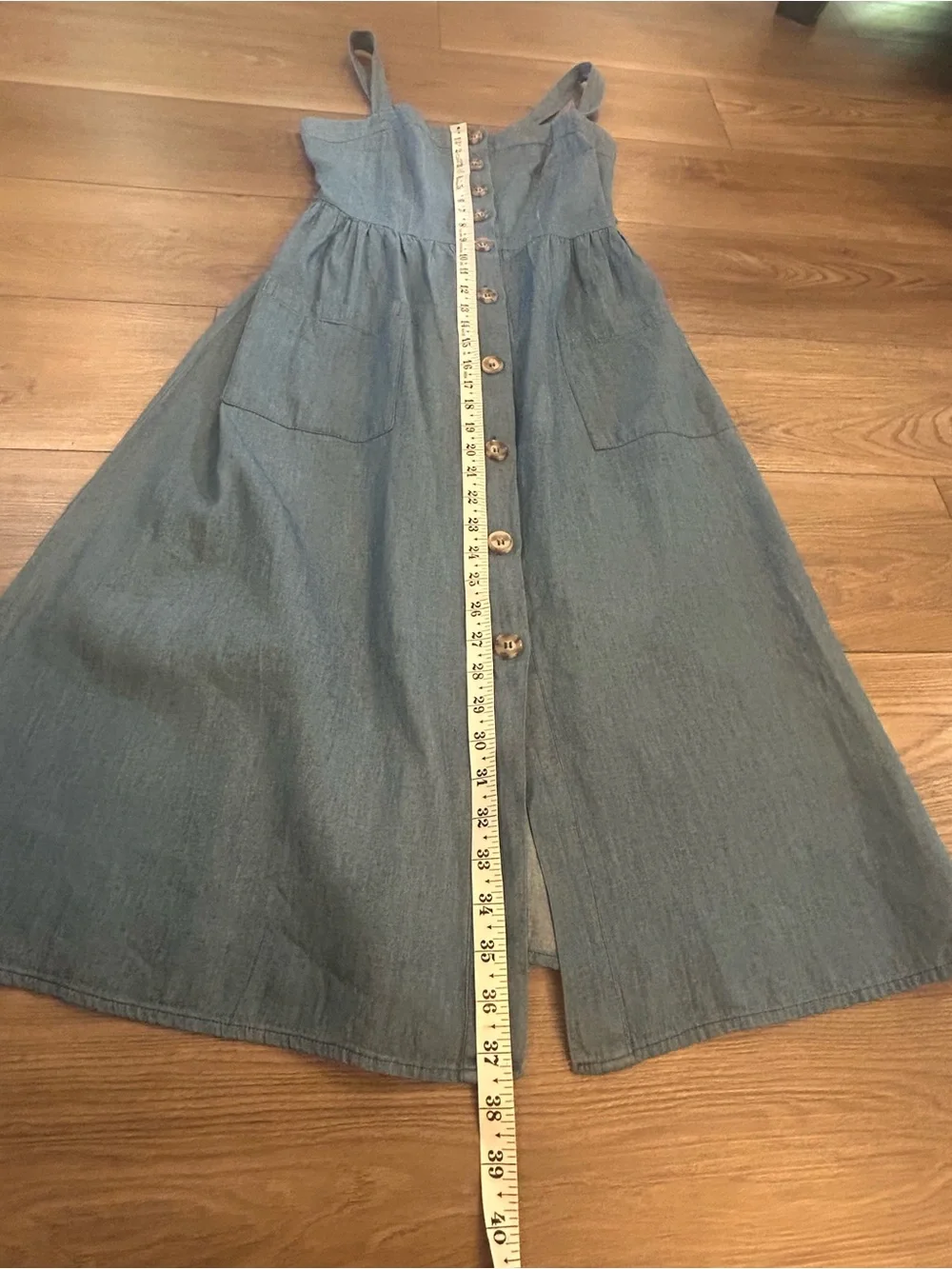 Rebellion Again Chambray Button Front Midi Sundress Blue 100% Cotton Size Small - Picture 4 of 8
